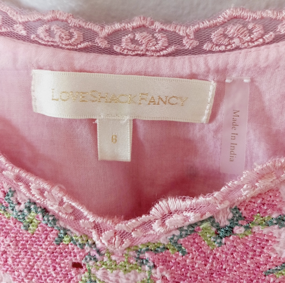 LoveShackFancy Pink Eyelet Floral Mini Dress - Picture 7 of 16